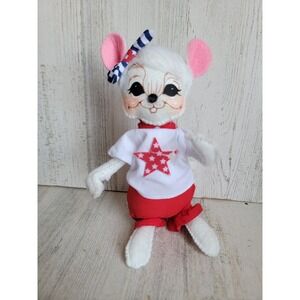 Annalee July 4th USA girl mouse bow patriotic mice home decor doll unique